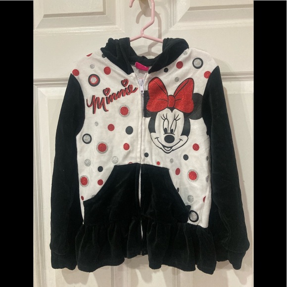 Disney Other - Disney Minnie Mouse velour black & white hoodie 6